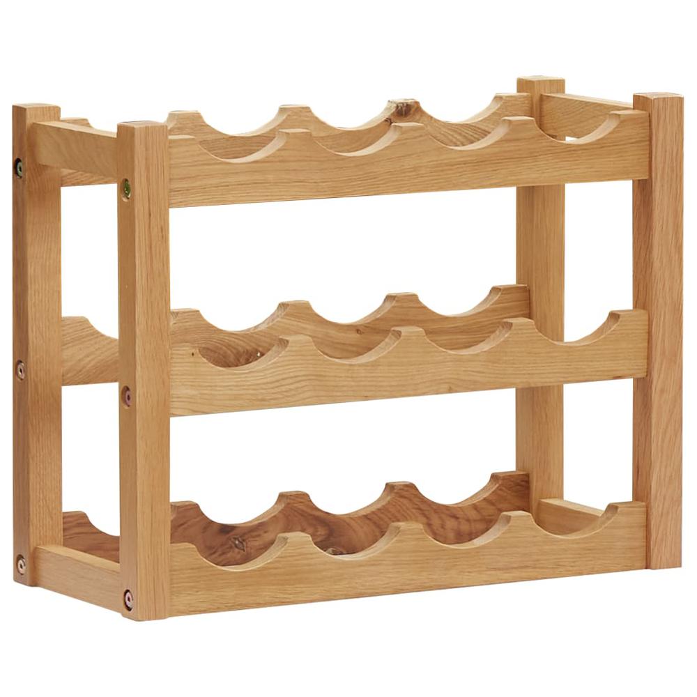 This is the image of vidaXL Solid Oak Wood Wine Rack for 12 Bottles - 18.5"x8.3"x14.2" - Item No. 289202
