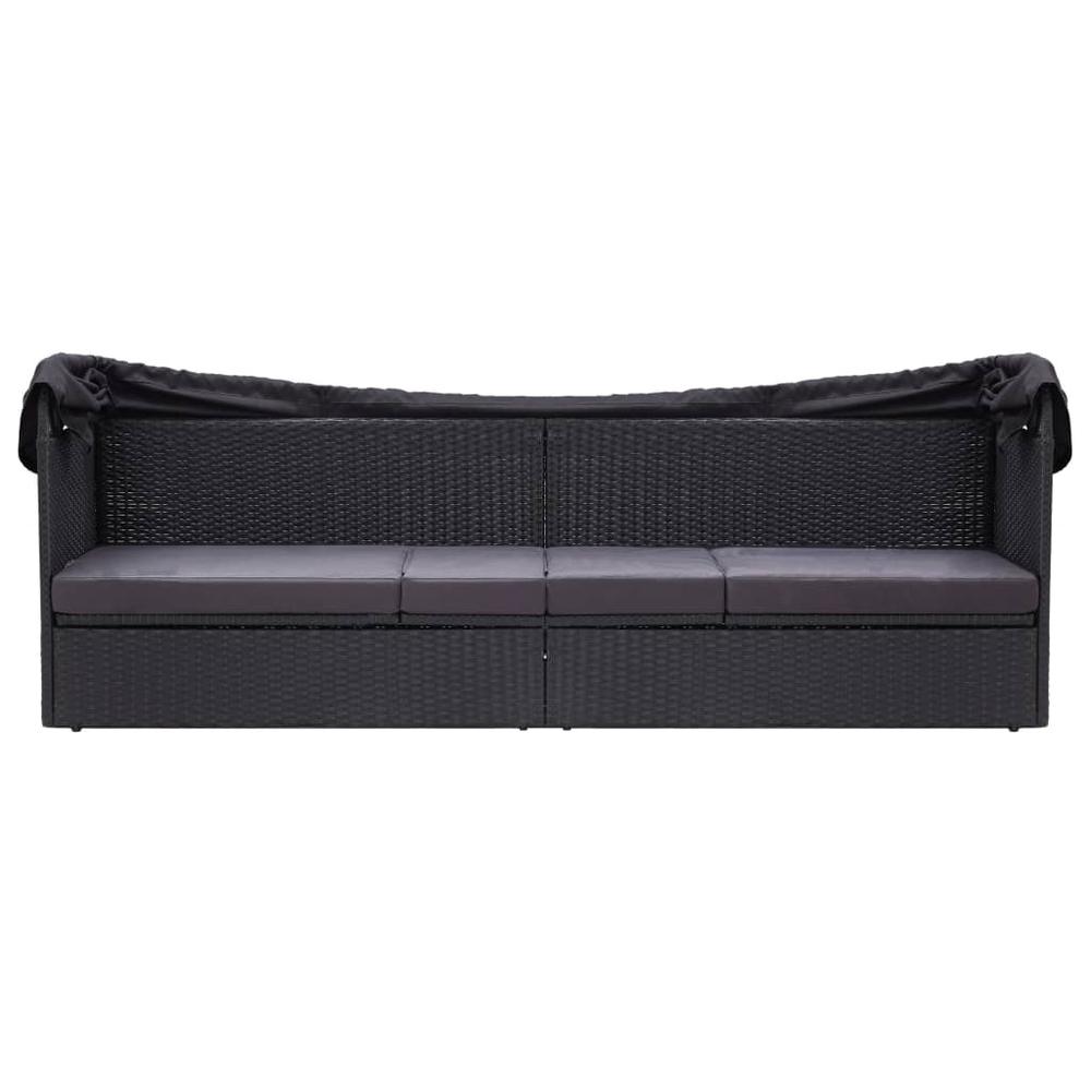 Vidaxl Outdoor Sofa Bed With Canopy Poly Rattan Black, 310077