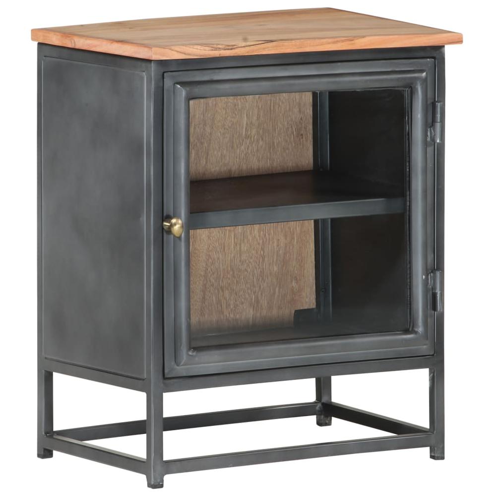 Image of Vidaxl Bedside Cabinet Gray 15.7"X11.8"X19.7" Solid Acacia Wood 3501