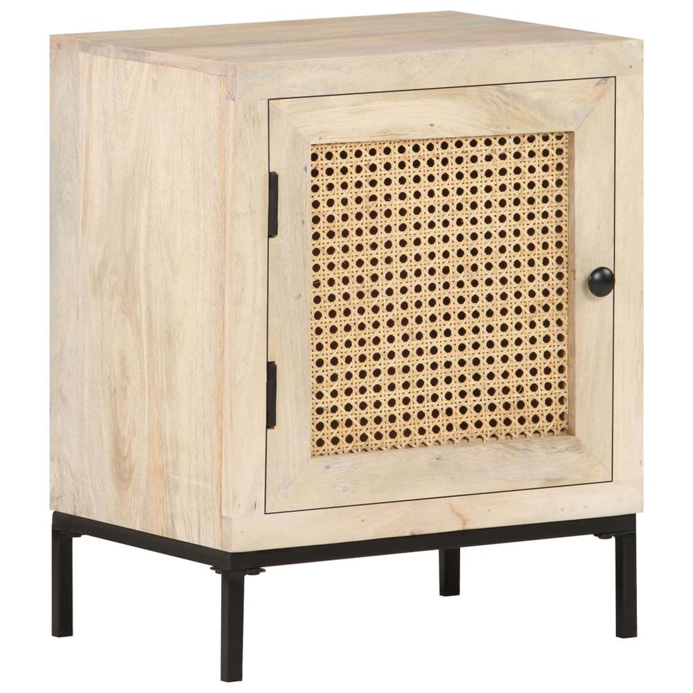 Image of Vidaxl Bedside Cabinet 15.7"X11.8"X19.7" Solid Mango Wood And Natural Cane 3509