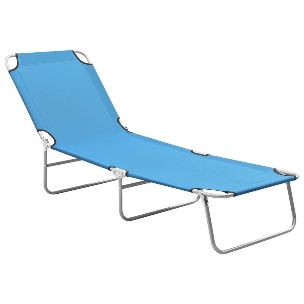 Image of Vidaxl Folding Sun Lounger Steel And Fabric Turquoise Blue, 310329