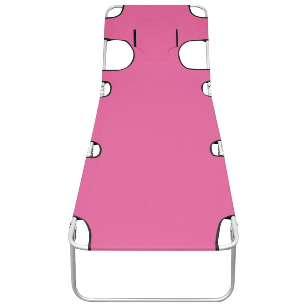 Vidaxl Folding Sun Lounger With Head Cushion Steel Magento Pink, 310333