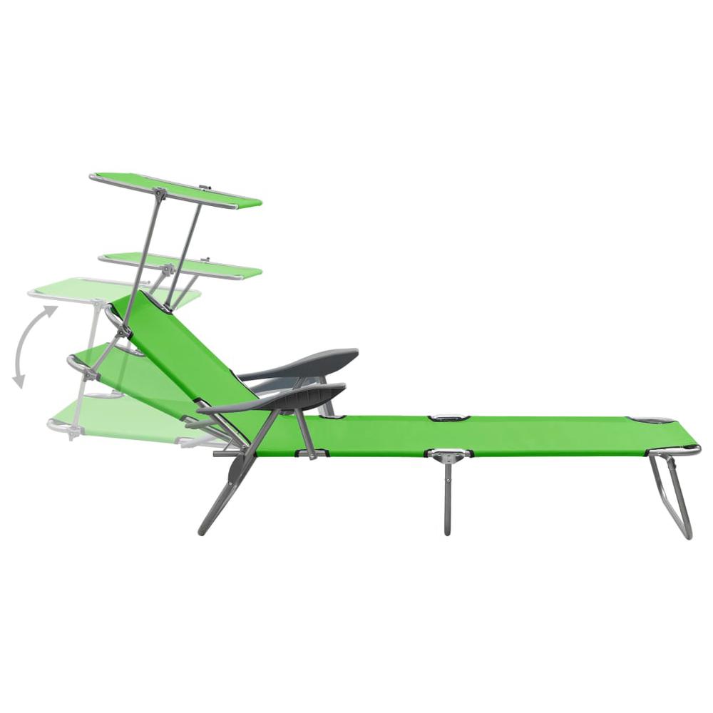 Vidaxl Sun Lounger With Canopy Steel Green, 310335