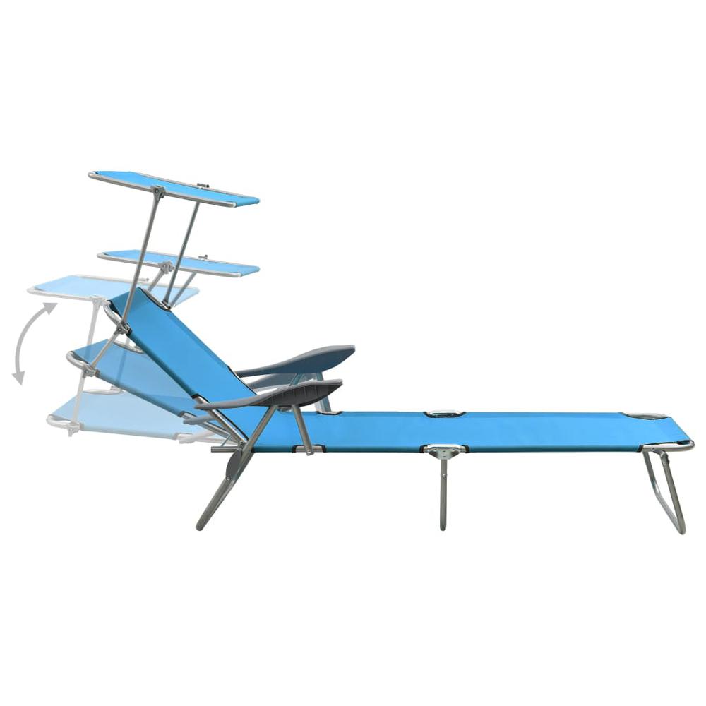Vidaxl Sun Lounger With Canopy Steel Blue, 310336
