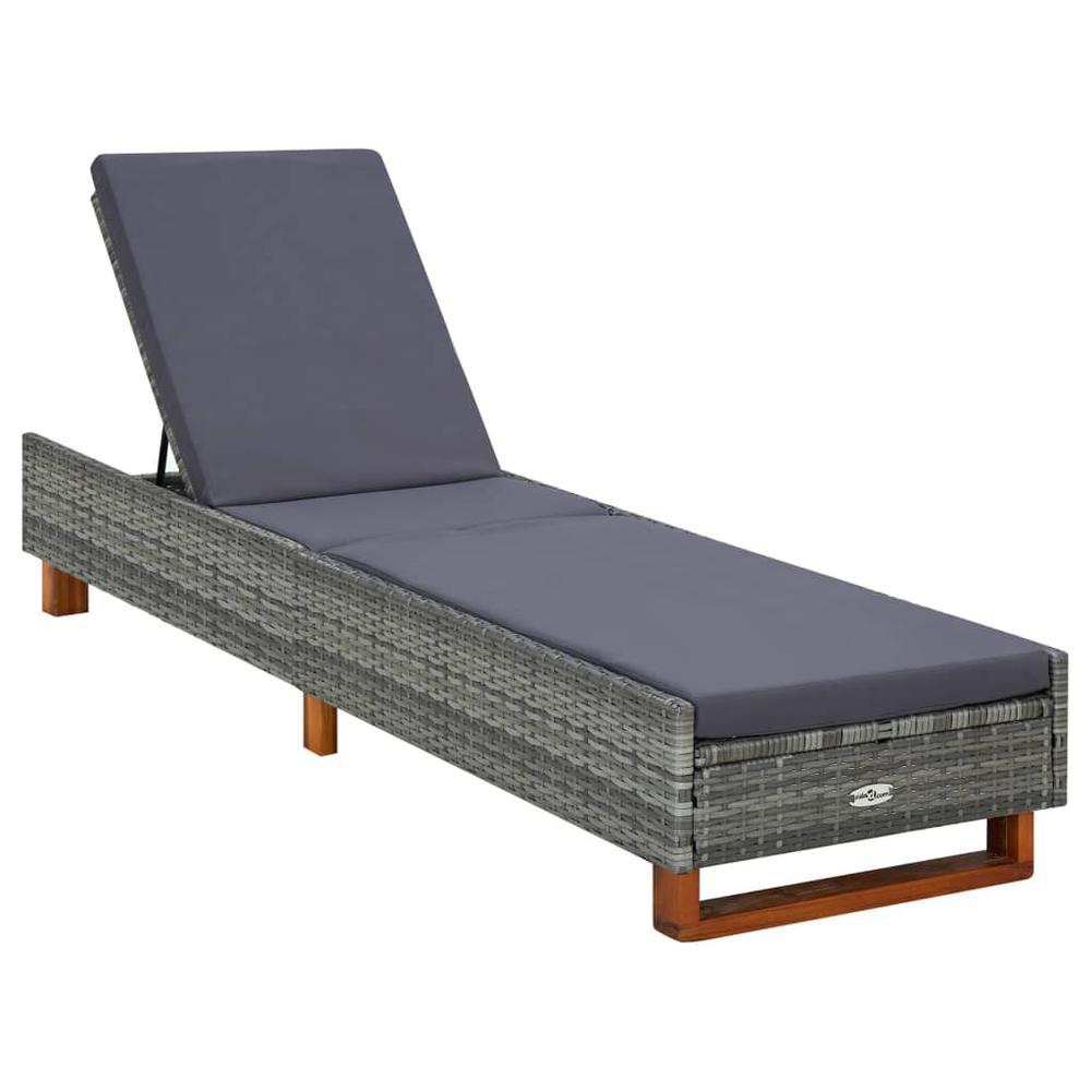 Image of Vidaxl Sunbed With Cushion Poly Rattan Gray 0473