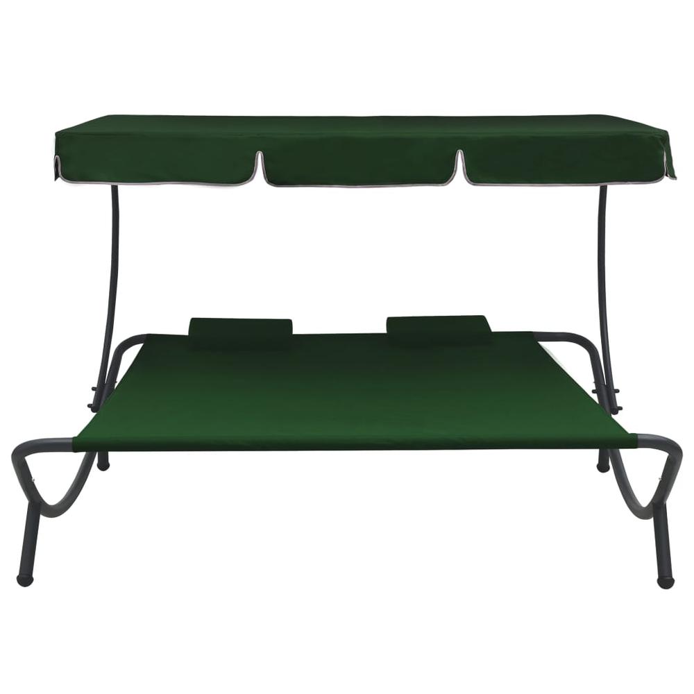 Vidaxl Outdoor Lounge Bed With Canopy And Pillows Green, 313522