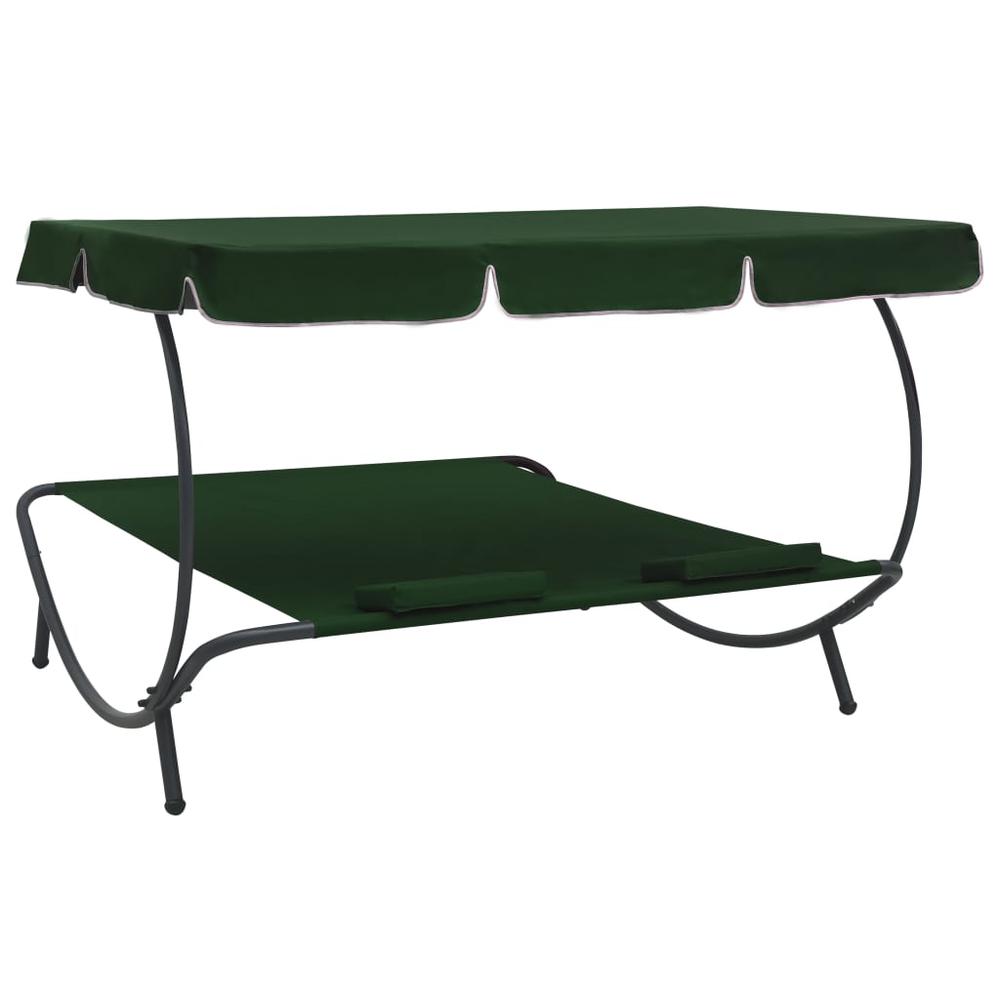 Vidaxl Outdoor Lounge Bed With Canopy And Pillows Green, 313522