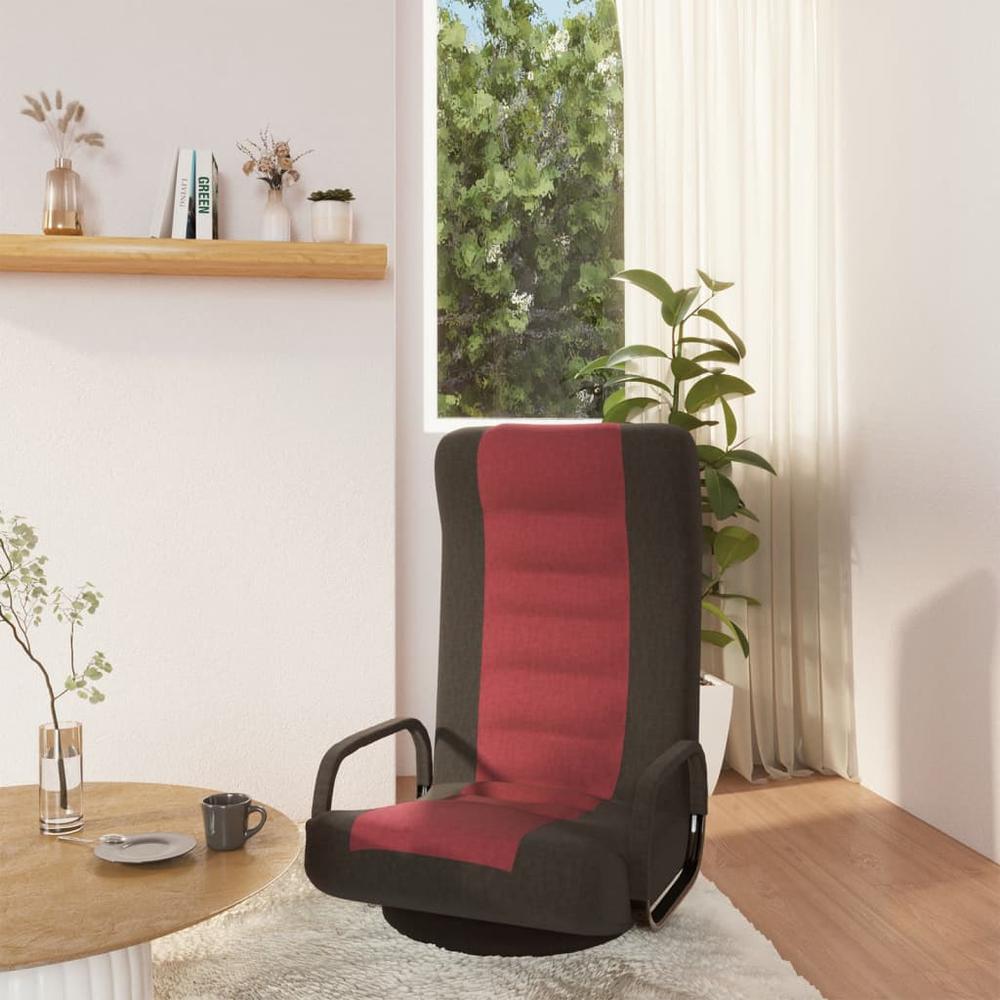 Image of Vidaxl Swivel Floor Chair Black And Wine Red Fabric