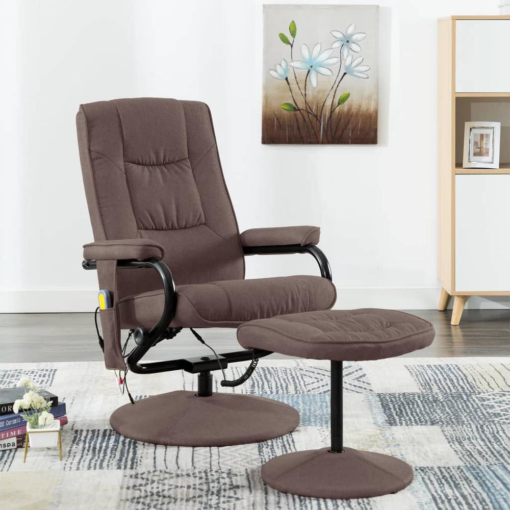 Image of Vidaxl Massage Recliner With Footrest Brown Fabric