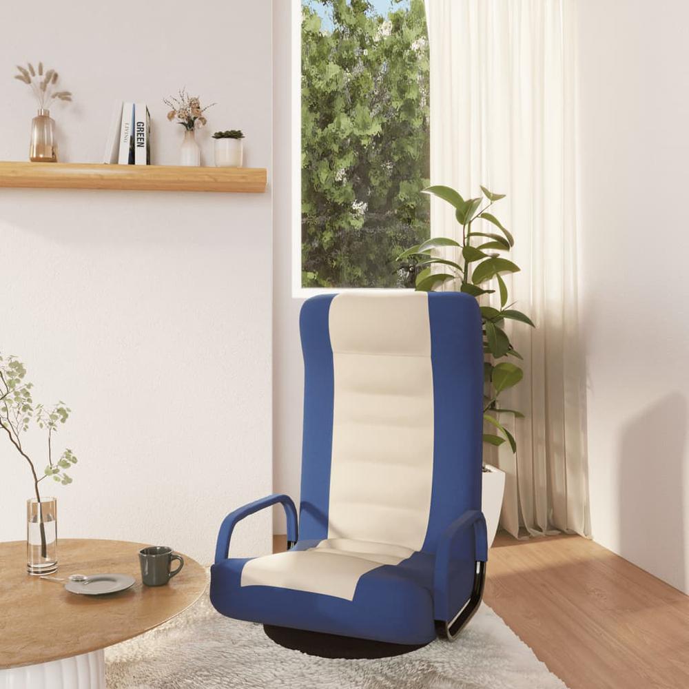 Image of Vidaxl Swivel Floor Chair Blue And Cream Fabric