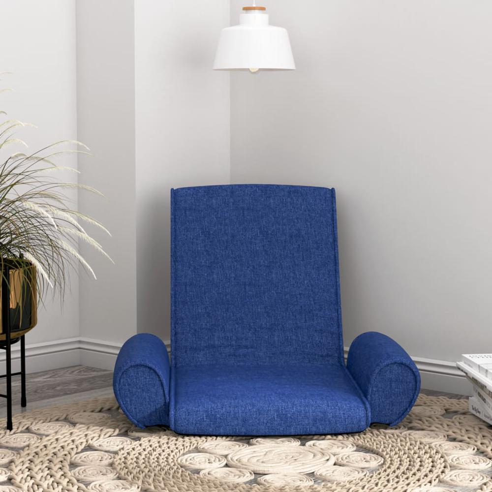 Image of Vidaxl Folding Floor Chair Blue Fabric, 336608