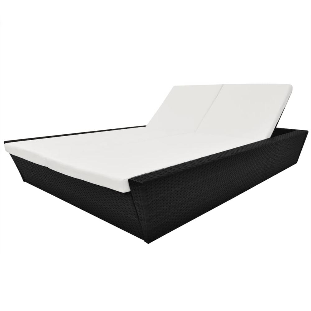 Image of Vidaxl Outdoor Lounge Bed With Cushion Poly Rattan Black, 42903