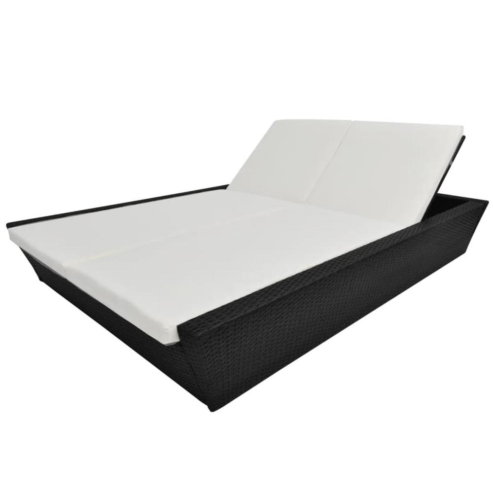 Vidaxl Outdoor Lounge Bed With Cushion Poly Rattan Black, 42903