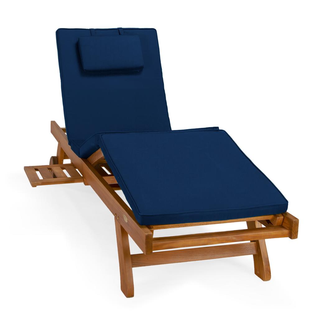 Multi-Position Chaise Lounger With Blue Cushions