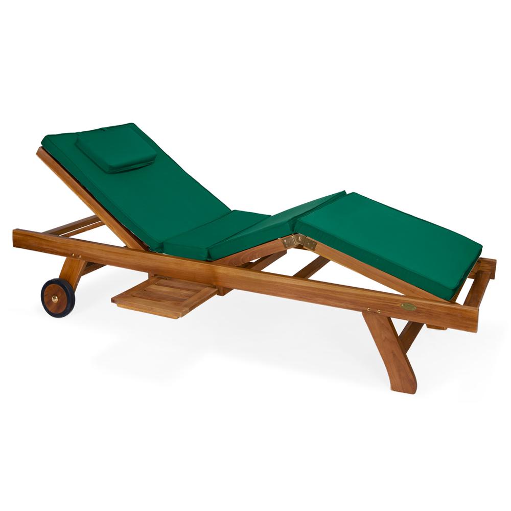 Image of Multi-Position Chaise Lounger With Green Cushions