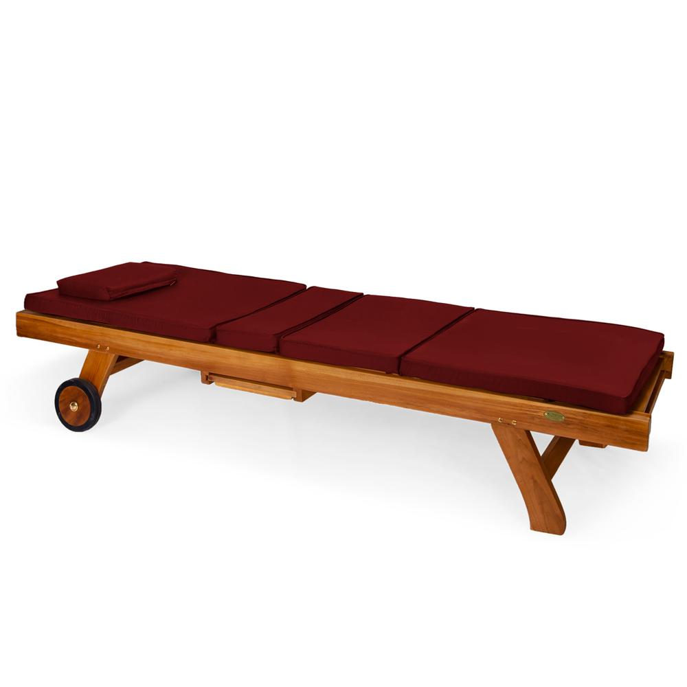 Multi-Position Chaise Lounger With Red Cushions