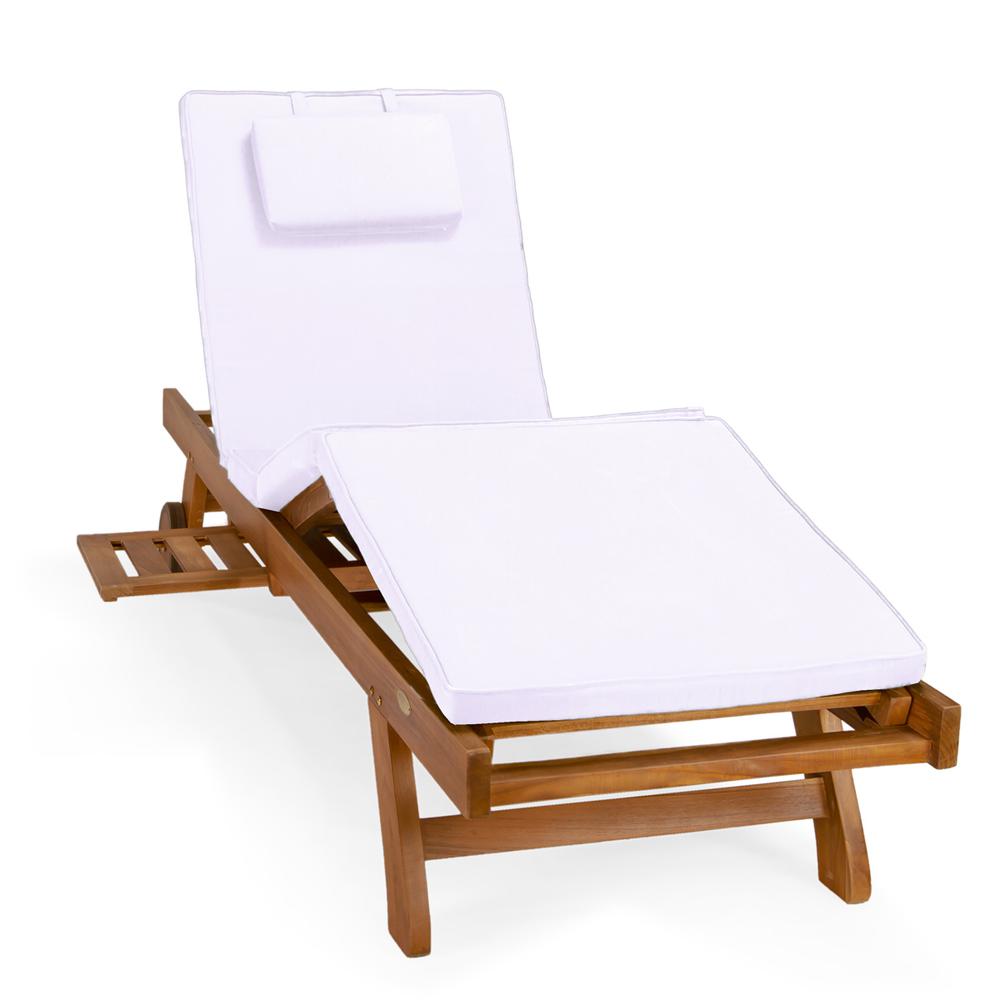 Multi-Position Chaise Lounger With Royal White Cushions