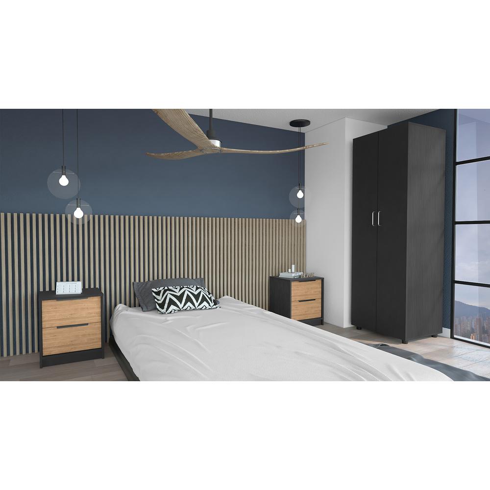 Image of Deering 3 Piece Bedroom Set, London Armoire + Egeo Nightstand + Egeo Nightstand