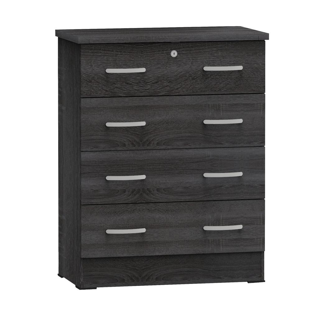 Image of Better Home Products Cindy 4 Drawer Chest Wooden Dresser With Lock In Oak