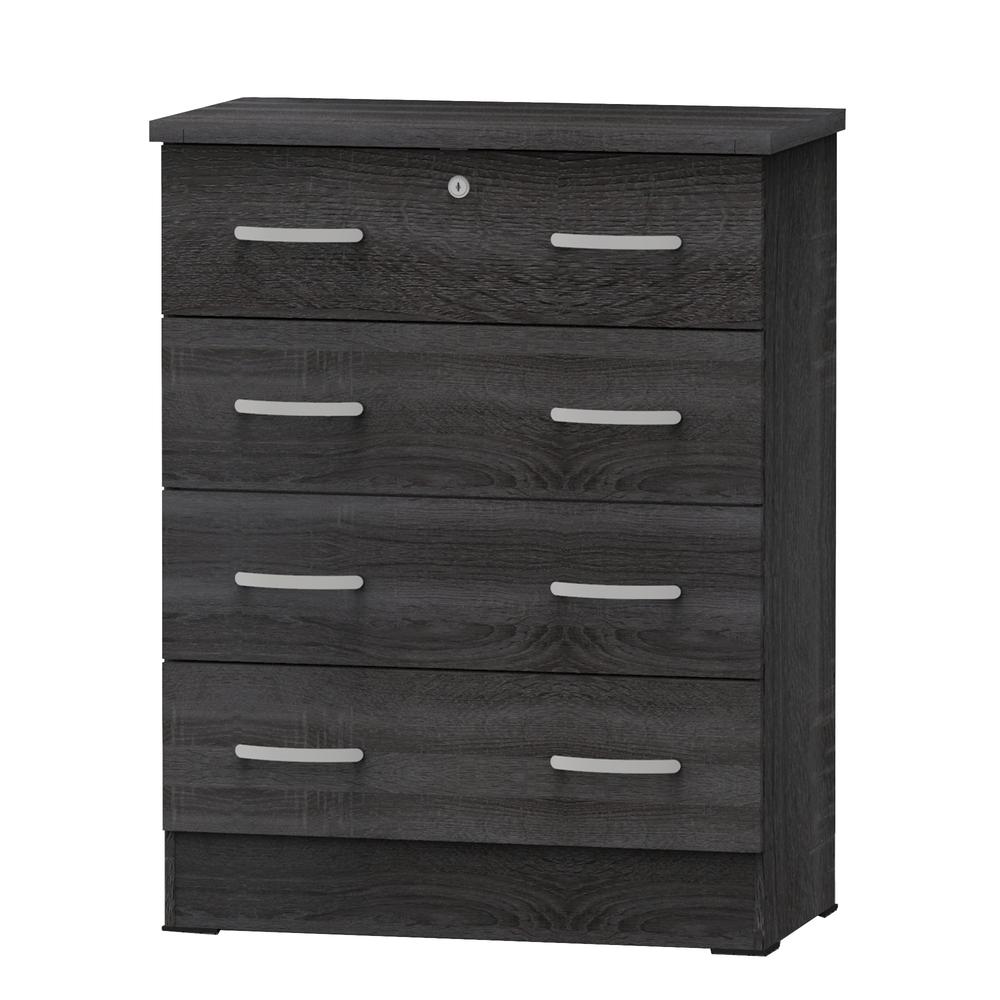 Better Home Products Cindy 4 Drawer Chest Wooden Dresser With Lock In Oak
