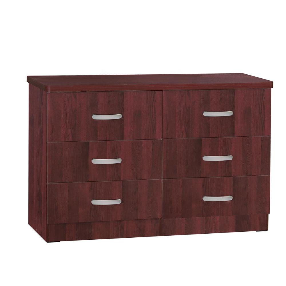 Image of Better Home Products Dd & Pam 6 Drawer Engineered Wood Dresser In Mahogany