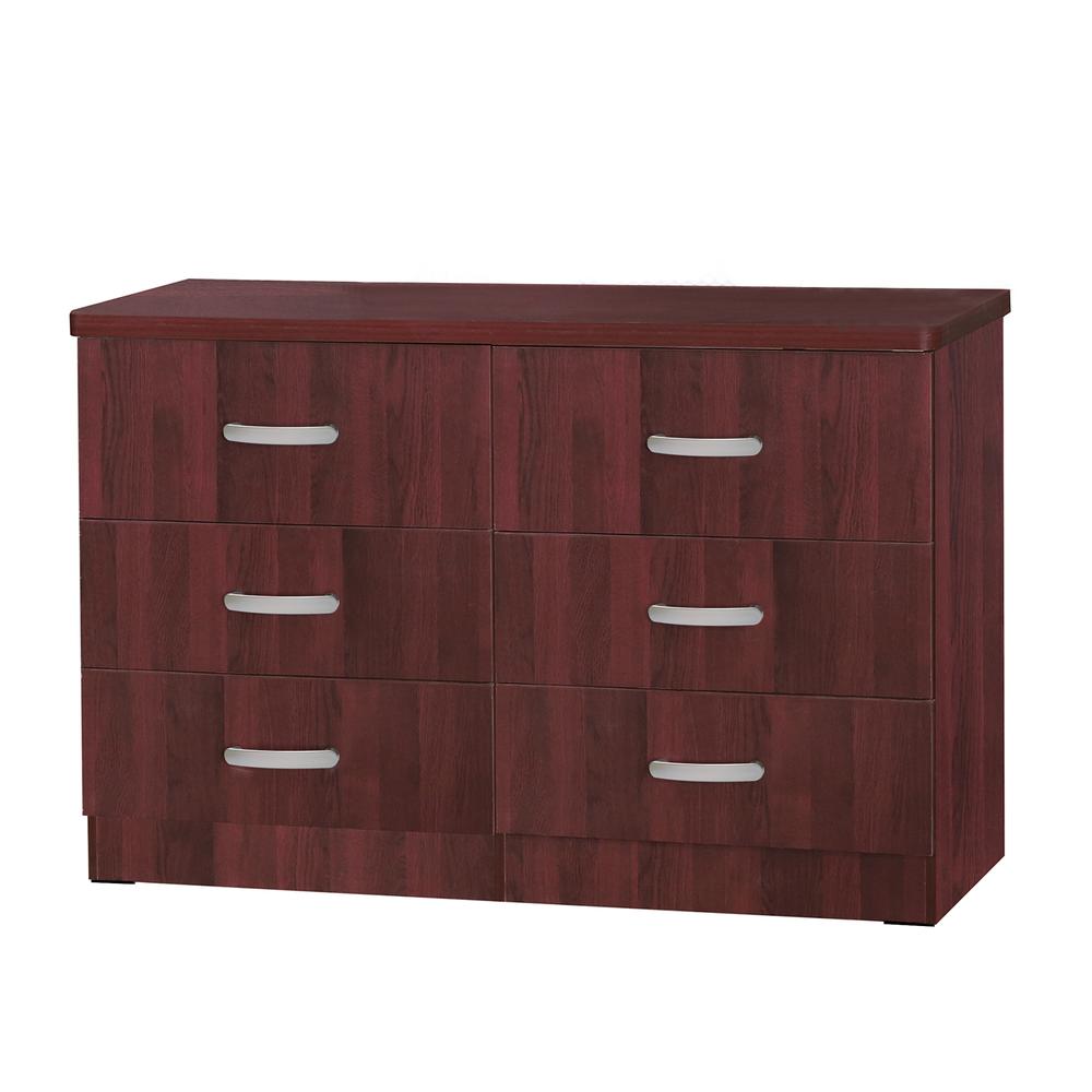 Better Home Products Dd & Pam 6 Drawer Engineered Wood Dresser In Mahogany