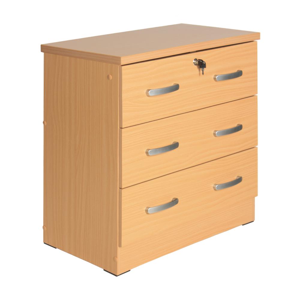 Image of Better Home Products Cindy Wooden 3 Drawer Chest Bedroom Dresser In Beech
