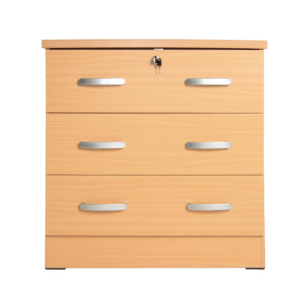 Better Home Products Cindy Wooden 3 Drawer Chest Bedroom Dresser In Beech