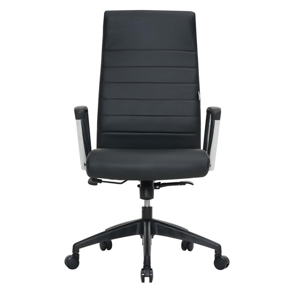 Leisuremod Hilton Modern High-Back Leather Office Chair, Black