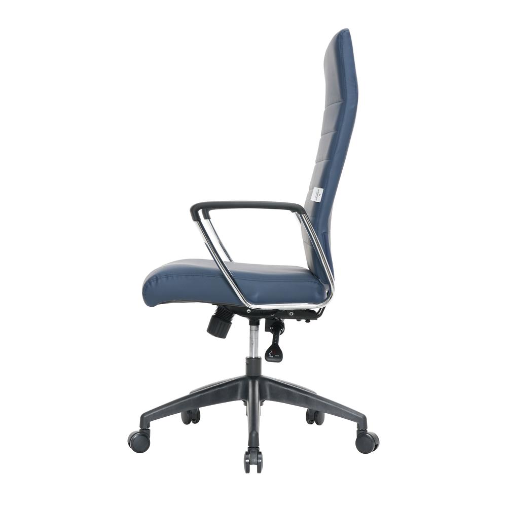 Image of Leisuremod Hilton Modern High-Back Leather Office Chair, Navy Blue