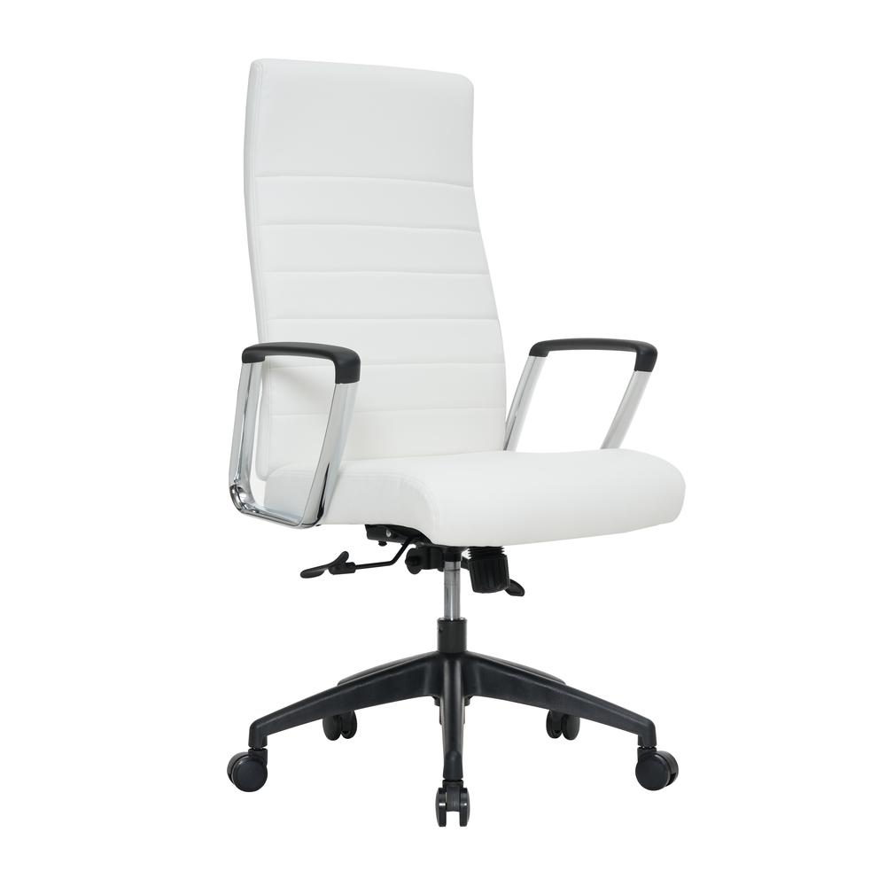 Image of Leisuremod Hilton Modern High-Back Leather Office Chair, White