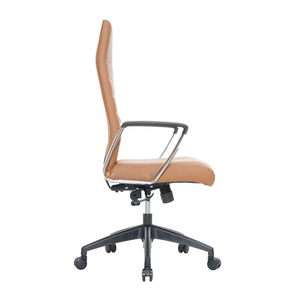Leisuremod Hilton Modern High-Back Leather Office Chair, Light Brown