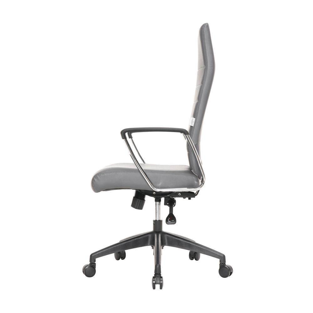 Leisuremod Hilton Modern High-Back Leather Office Chair, Grey