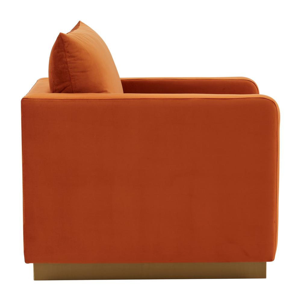 Leisuremod Nervo Velvet Accent Armchair With Gold Frame, Orange Marmalade