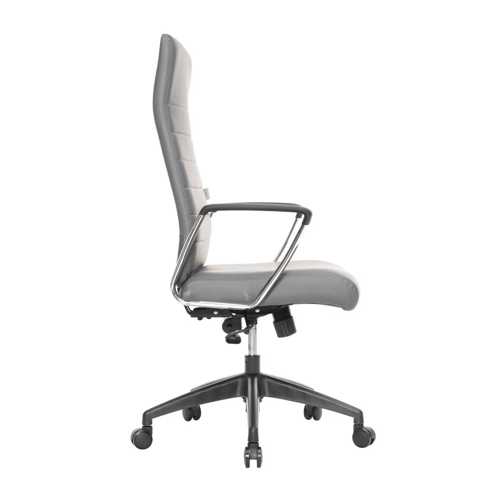 Image of Leisuremod Hilton Modern High-Back Leather Office Chair, Grey