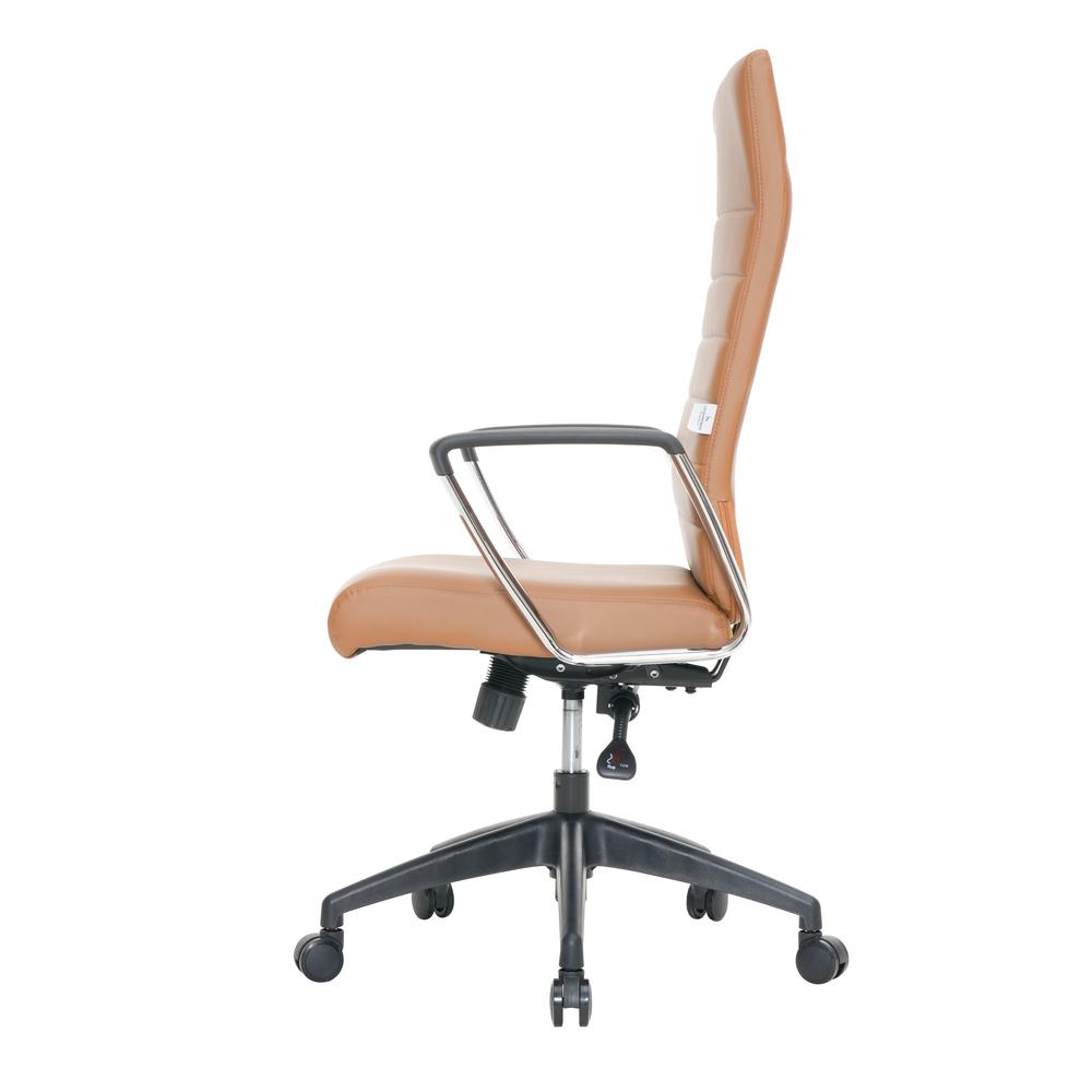 Image of Leisuremod Hilton Modern High-Back Leather Office Chair, Light Brown