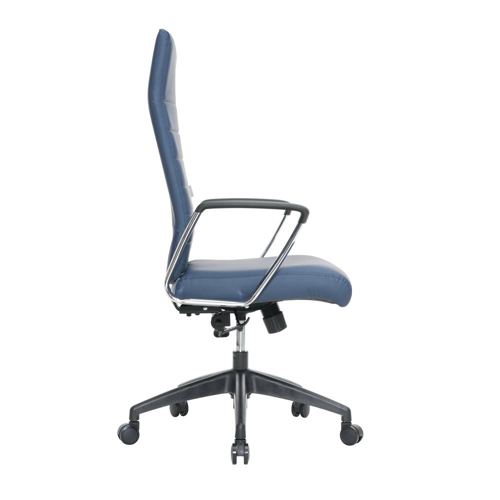 Leisuremod Hilton Modern High-Back Leather Office Chair, Navy Blue