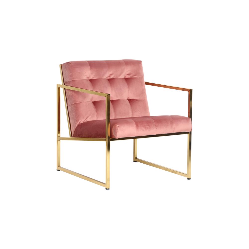 Image of Leisuremod Lexington Tufted Velvet Accent Armchair With Gold Frame La18Pk