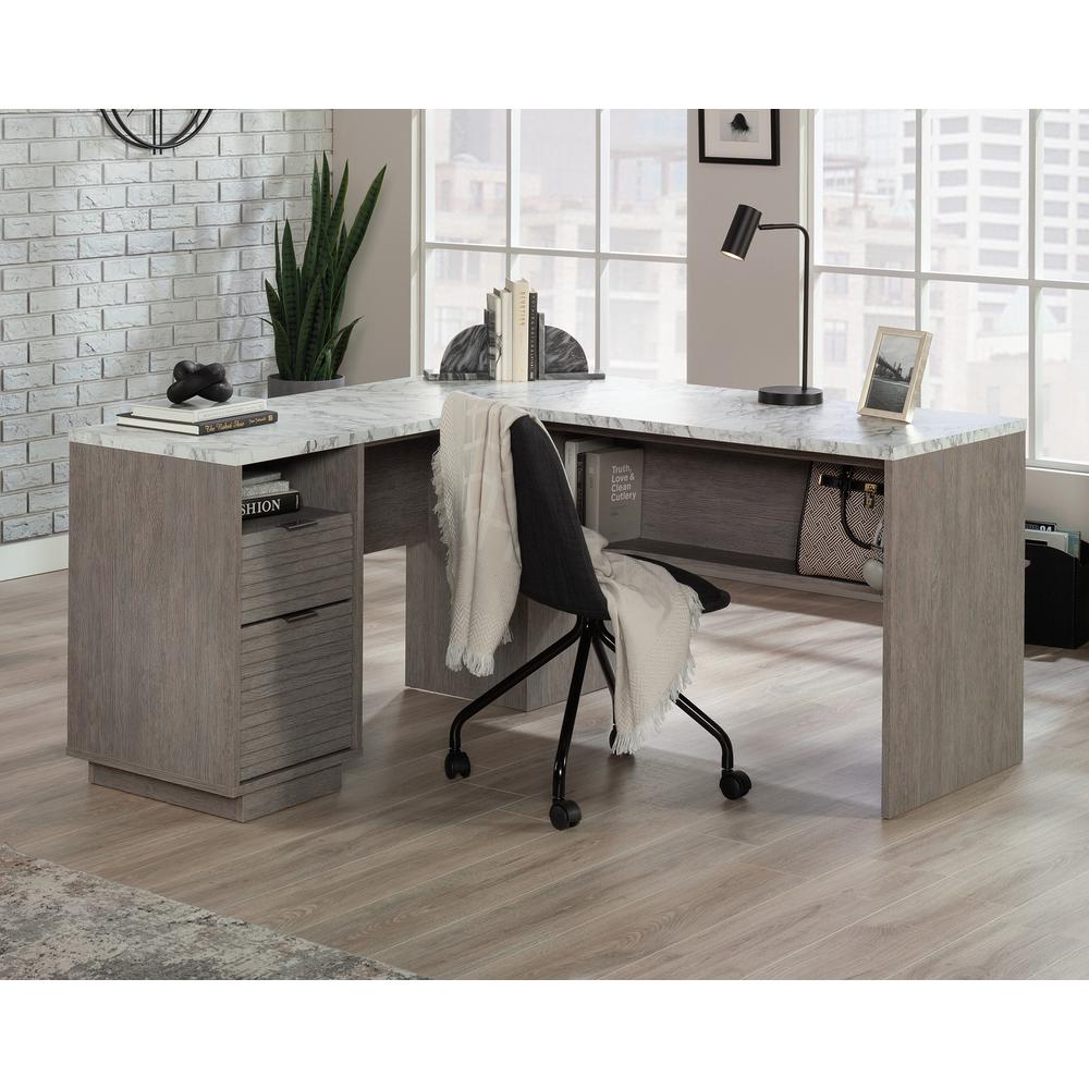 Image of Contemporary L-Shaped Desk In Ashen Oak