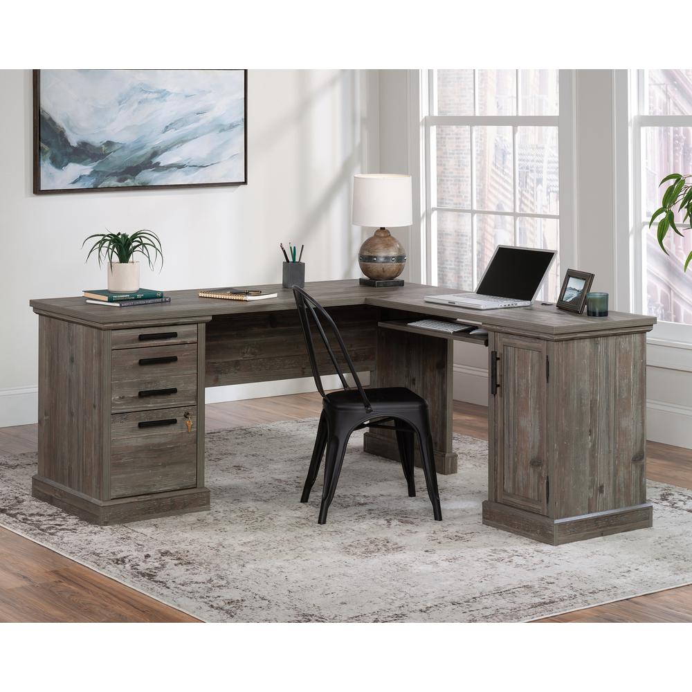 L-Shaped Home Office Desk In Pebble Pine