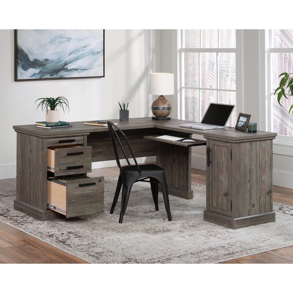 L-Shaped Home Office Desk In Pebble Pine