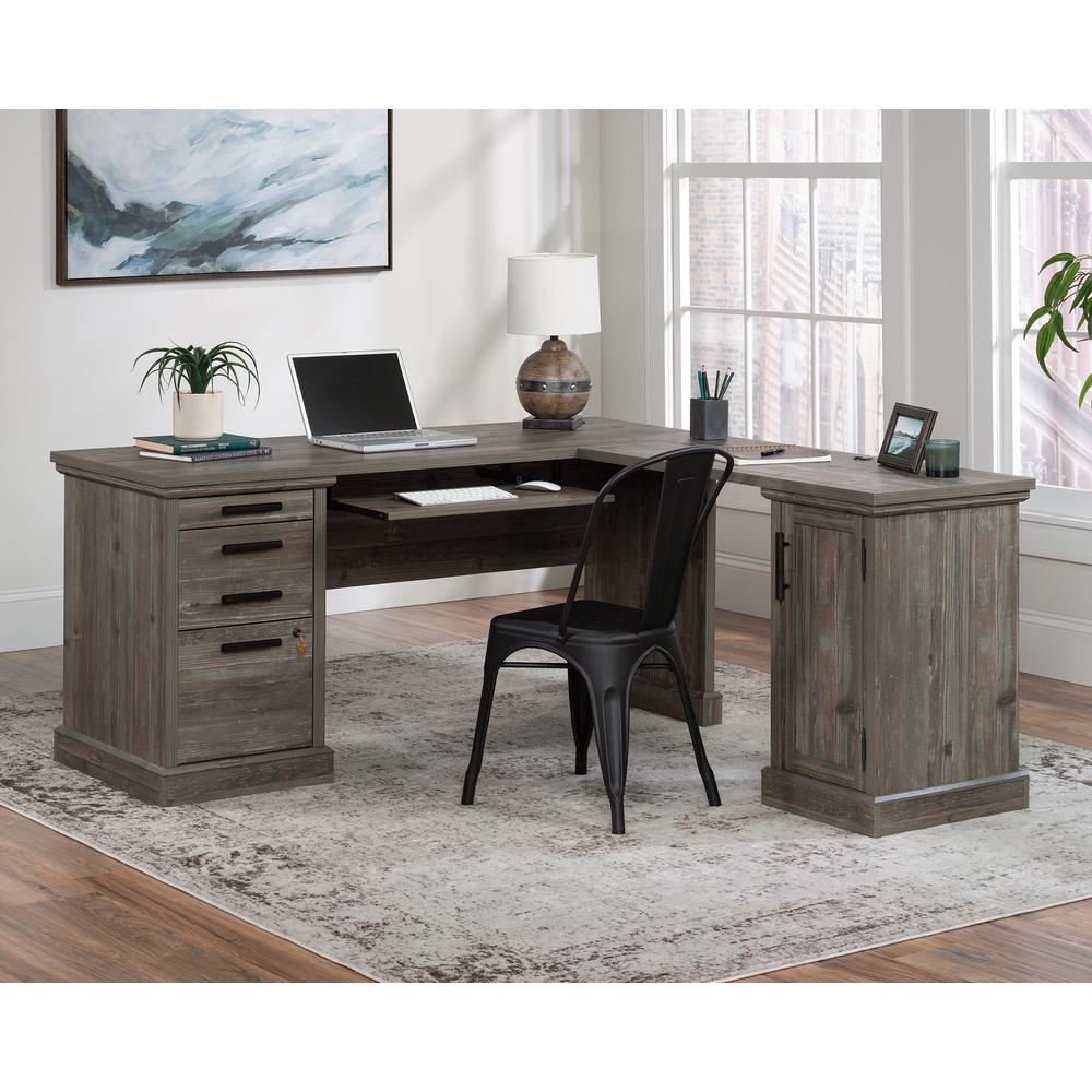 Image of L-Shaped Home Office Desk In Pebble Pine