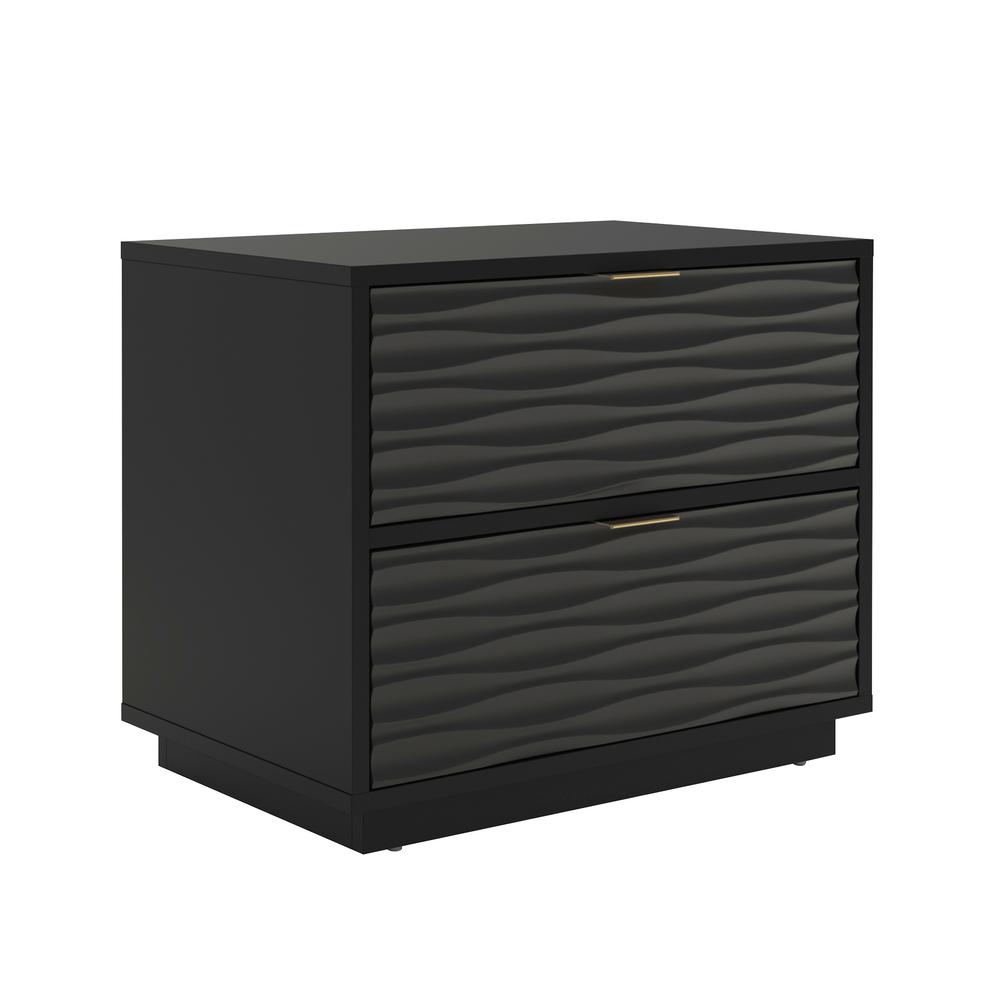Image of Morgan Main 2 Drawer Side Table Black 3A