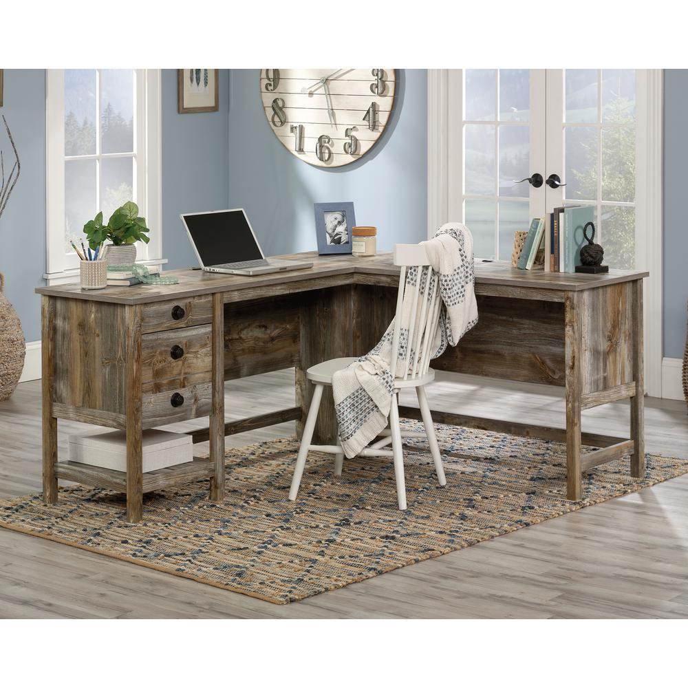 Image of L-Shaped Home Office Desk In Rustic Cedar