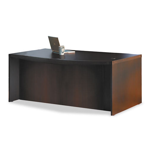 Image of Aberdeen Series Laminate Bow Front Desk Shell, 72W X 42D X 29-1/2H, Mocha
