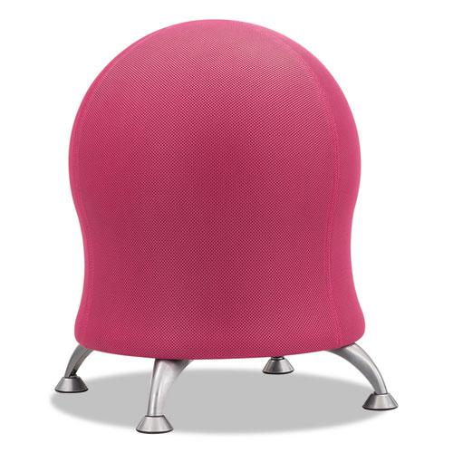 Zenergy Ball Chair - Backless, Supports Up to 250 lb - Pink Fabric Seat - Silver Base