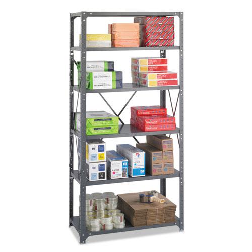 Steel Shelving Unit, 6-Shelf, 36w x 18d x 75h, Dark Gray
