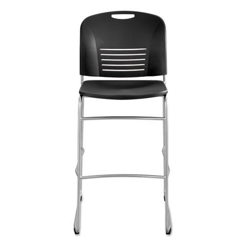 Vy Sled Base Bistro Chair - Supports Up to 350 lb - 30.5" Seat Height - Black Seat/Back - Silver Base