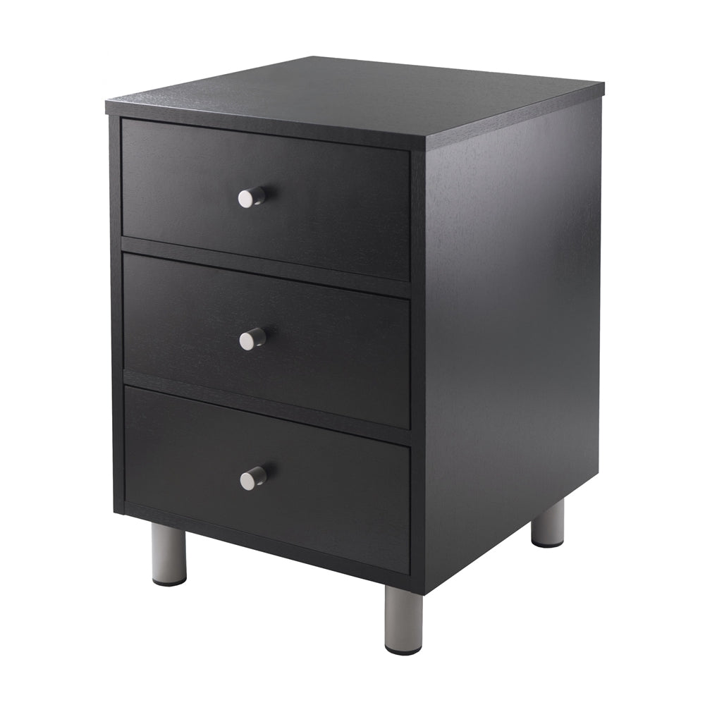 Image of Daniel Accent Table With 3 Drawers, Black Finish