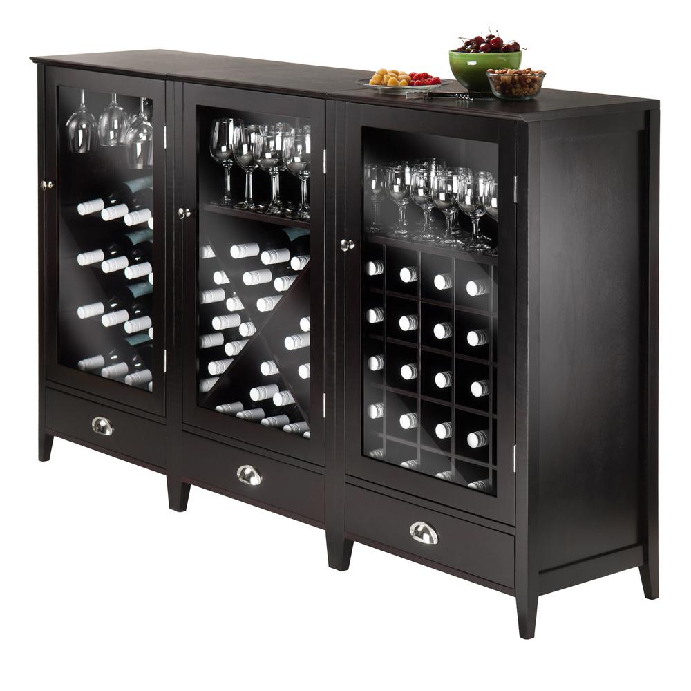 Bordeaux 3-Piece Modular Wine Cabinet Set with Tempered Glass Doors